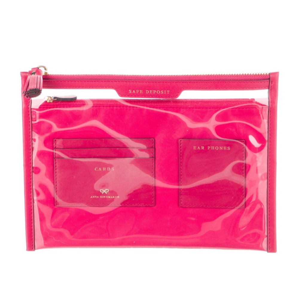 Anya Hindmarch EUC Safe Deposit Case Pink Clutch Sold Out HTF Transparent 💕